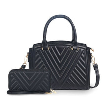 Load image into Gallery viewer, Purse Black Chevron Quilted Set Bag for Women
