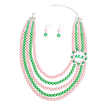 Load image into Gallery viewer, Necklace Pink Green Pearl AKA Set for Women