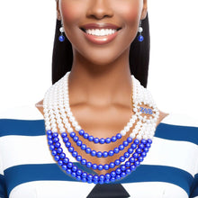 Load image into Gallery viewer, Necklace Mix Blue White Pearl ZPB Set for Women