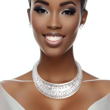 Load image into Gallery viewer, Choker Necklace Silver Crystal Armor Set for Women