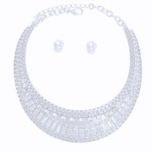Load image into Gallery viewer, Choker Necklace Silver Crystal Armor Set for Women
