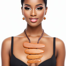 Load image into Gallery viewer, Necklace Brown Wood Stacked Set for Women
