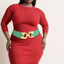 Load image into Gallery viewer, Stretch Belt Raffia Green Horseshoe for Women