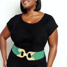 Load image into Gallery viewer, Stretch Belt Raffia Green Horseshoe for Women