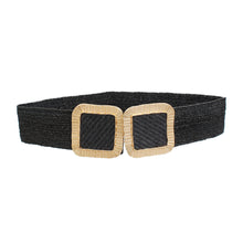 Load image into Gallery viewer, Stretch Belt Raffia Black Square for Women