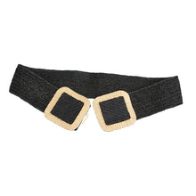 Load image into Gallery viewer, Stretch Belt Raffia Black Square for Women