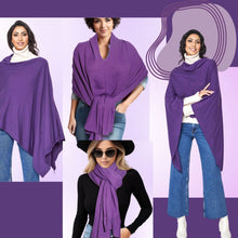 Load image into Gallery viewer, Scarf Poncho Purple 4 Style Wrap for Women