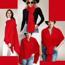 Load image into Gallery viewer, Scarf Poncho Red 4 Way Wear Wrap for Women