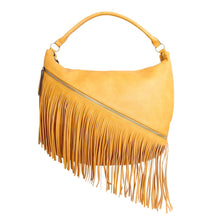 Load image into Gallery viewer, Purse Mustard Diagonal Fringe Hobo Bag for Women