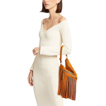 Load image into Gallery viewer, Purse Mustard Diagonal Fringe Hobo Bag for Women