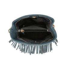 Load image into Gallery viewer, Purse Denim Blue Leather Fringe Bag for Women