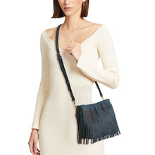Load image into Gallery viewer, Purse Denim Blue Leather Fringe Bag for Women