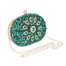 Load image into Gallery viewer, Clutch Green Crystal Hard Case Clutch for Women