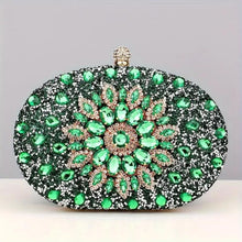 Load image into Gallery viewer, Clutch Green Crystal Hard Case Clutch for Women