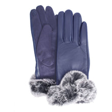 Load image into Gallery viewer, Gloves Navy Fur Leather Winter Gloves for Women