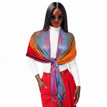 Load image into Gallery viewer, Pashmina Rainbow Red Paisley Scarf for Women
