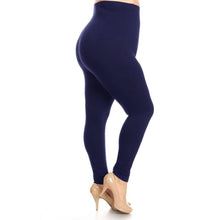 Load image into Gallery viewer, Navy Plus Size High Waist Leggings- 33-39 inch