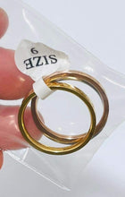 Load image into Gallery viewer, Size 9 Gold LV double set ring
