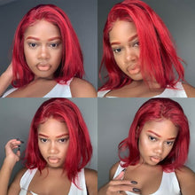 Load image into Gallery viewer, 150% Density Straight Hair Wine Red Bob Wigs
