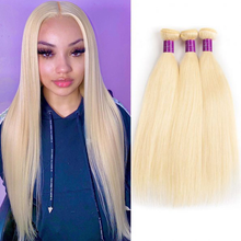 Load image into Gallery viewer, Brazilian Straight Virgin Hair Weave 3 Bundles Blonde Full 613 Color 100% Human Hair Extensions
