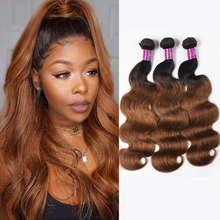 Load image into Gallery viewer, T1B/30 Color Ombre Brazilian Body Wave 3 Bundles 100% Human Hair Weave

