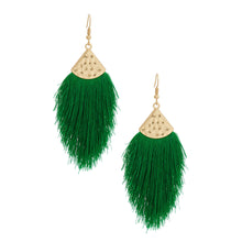 Load image into Gallery viewer, Green Silk Tassel Fish Hook Earrings
