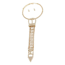 Load image into Gallery viewer, Gold Crystal Belt Tie Choker
