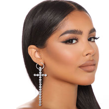 Load image into Gallery viewer, Rhinestone Cross Baby Hoop Earrings
