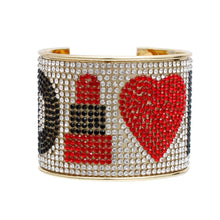 Load image into Gallery viewer, Rhinestone D Designer Gold Cuff
