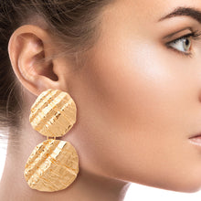Load image into Gallery viewer, Gold Metal Double Disc Clip Ons
