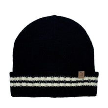 Load image into Gallery viewer, Black Stripe Knit Cuff Beanie
