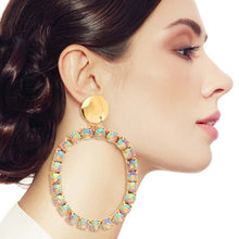 Load image into Gallery viewer, Xlarge Aurora Borealis Oval Crystal Earrings
