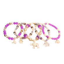 Load image into Gallery viewer, Purple Bead Elephant Bracelets
