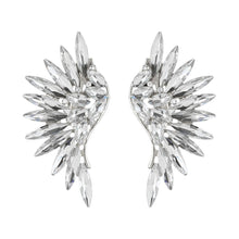Load image into Gallery viewer, Silver and Rhinestone Wing Design Clip On Earrings
