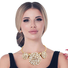 Load image into Gallery viewer, Gold Triple Rhinestone Dome Cluster Collar
