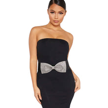 Load image into Gallery viewer, Rhinestone Bow Black Belt
