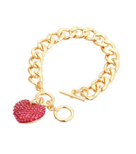 Load image into Gallery viewer, Pink Heart Toggle Bracelet
