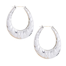 Load image into Gallery viewer, Large Silver Teardrop Bamboo Hoops

