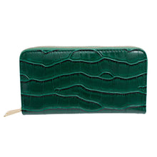 Load image into Gallery viewer, Dark Green Croc Double Zipper Wallet
