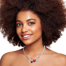 Load image into Gallery viewer, Designer Inspired Red Silver Necklace
