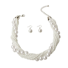 Load image into Gallery viewer, White Pearl Twisted Necklace Set
