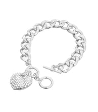 Load image into Gallery viewer, Clear Heart Toggle Bracelet
