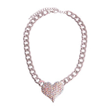 Load image into Gallery viewer, Aurora Borealis Rhinestone Heart Necklace
