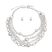 Load image into Gallery viewer, White Pearl 4 Layer Chain Link Necklace
