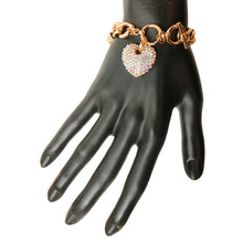 Load image into Gallery viewer, Aurora Borealis and Gold Heart Bracelet

