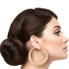 Load image into Gallery viewer, Gold Wave Hoop Earrings
