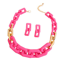 Load image into Gallery viewer, Pink Rubber Rectangle Link Chain
