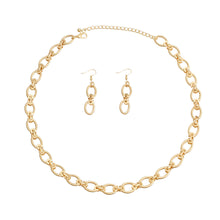 Load image into Gallery viewer, Twisted Oval Gold Metal Chain Set

