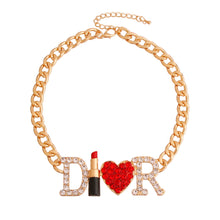 Load image into Gallery viewer, Gold Designer Red Statement Necklace
