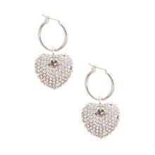 Load image into Gallery viewer, Silver Heart Charm Hoops
